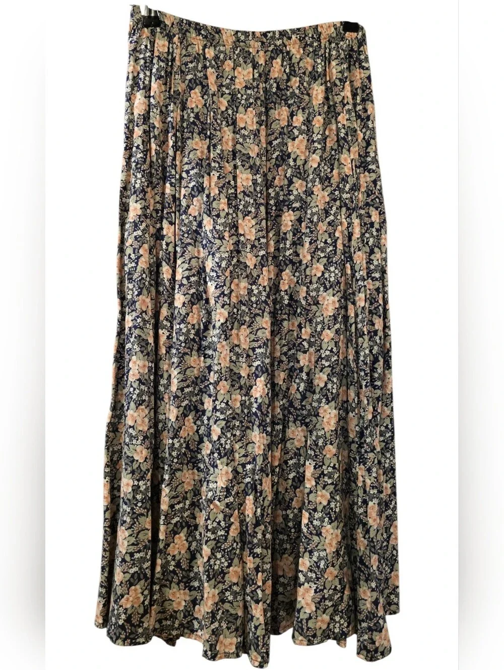 Vintage Clio Vintage Floral Crinkle Broomstick Maxi Skirt Multicolor M
